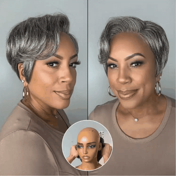 Glueless Salt & Pepper Lovely Natrual Bob Straight Wig