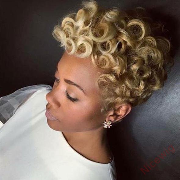 Short Wavy Curly Heat-Friendly Pixed Cut Wig