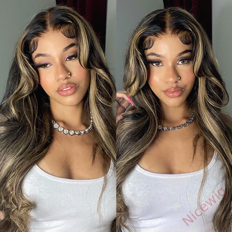 Glueless Highlights Brown Loose Wave Long Wig