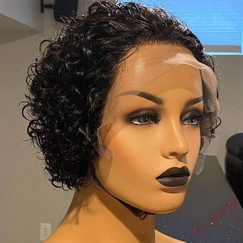 Short Black Hair Crurly Wig