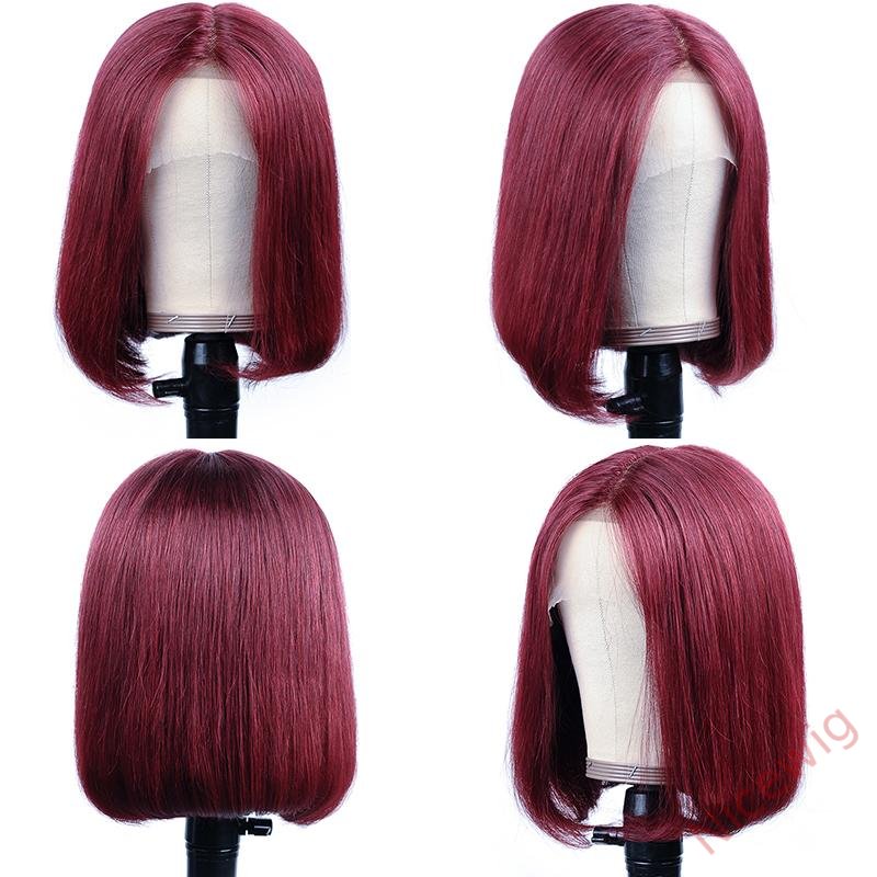 Wine Red Brazilian Straight Hair BOB Wigs Lady Wig
