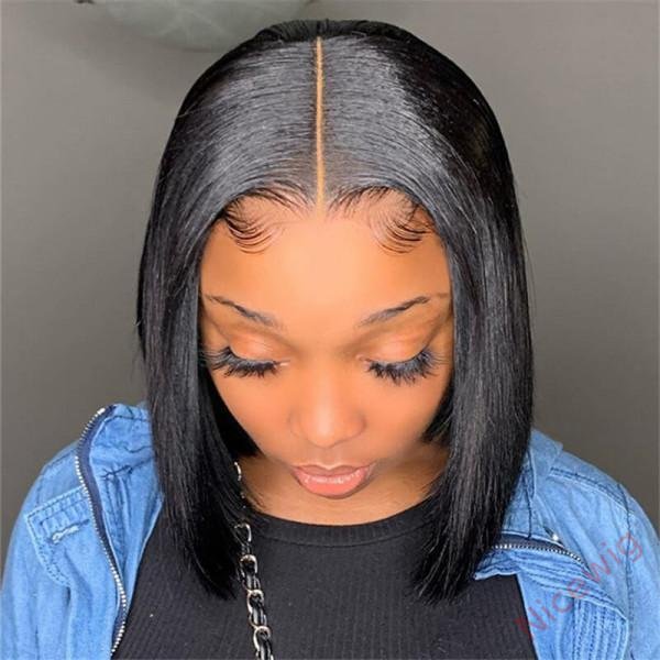 Flash Sale Short Bob Straight Hair Black Centre Parting Wigs