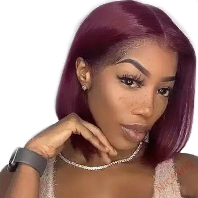 Wine Red Brazilian Straight Hair BOB Wigs Lady Wig