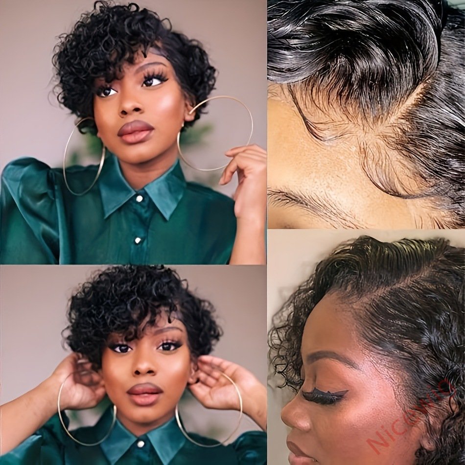 Glueless Black Short Bob Kinky Curly Wig