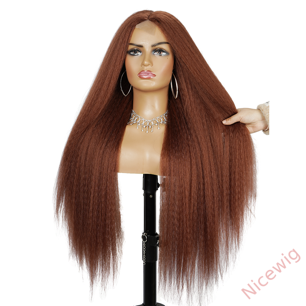 Glueless Brown Kinky straight 200% density brazilian wigs