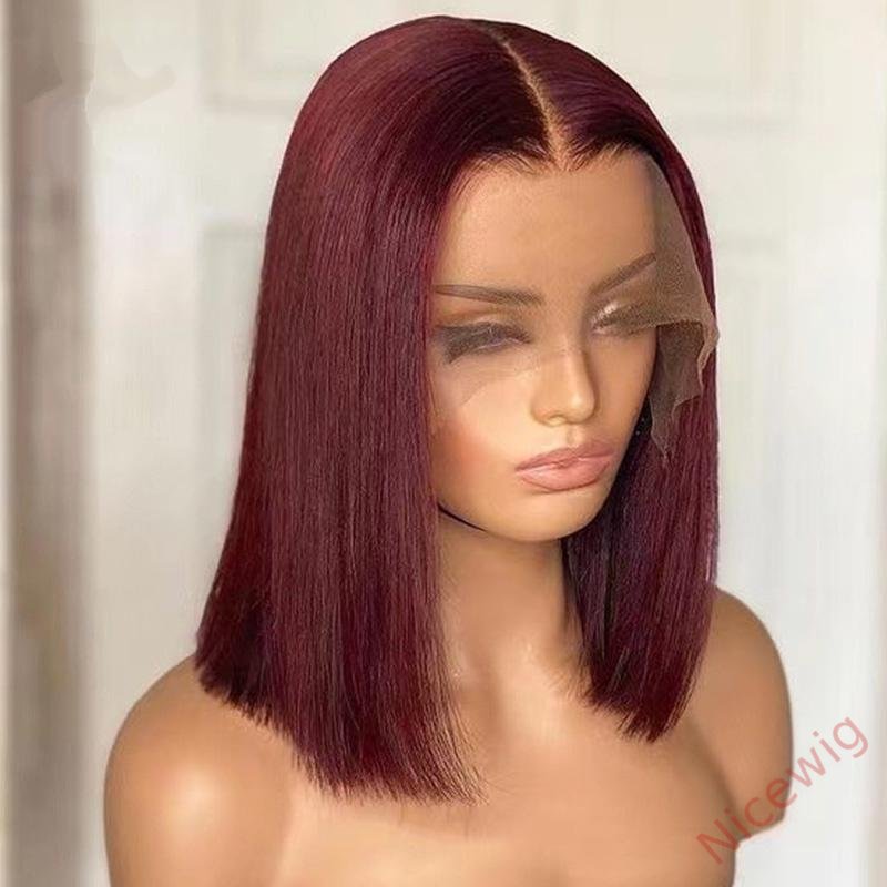 Wine Red Brazilian Straight Hair BOB Wigs Lady Wig