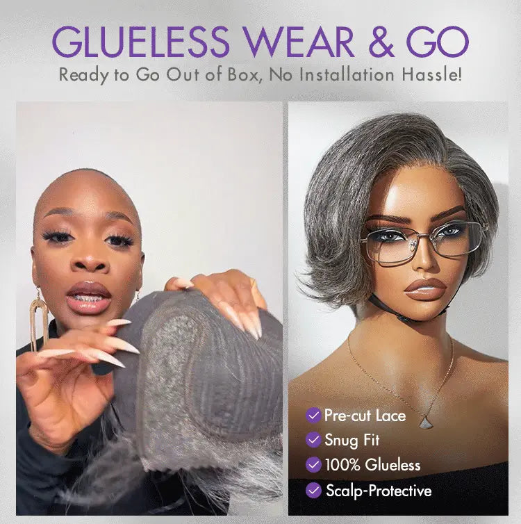 Glueless Salt & Pepper Lovely Natrual Bob Straight Wig