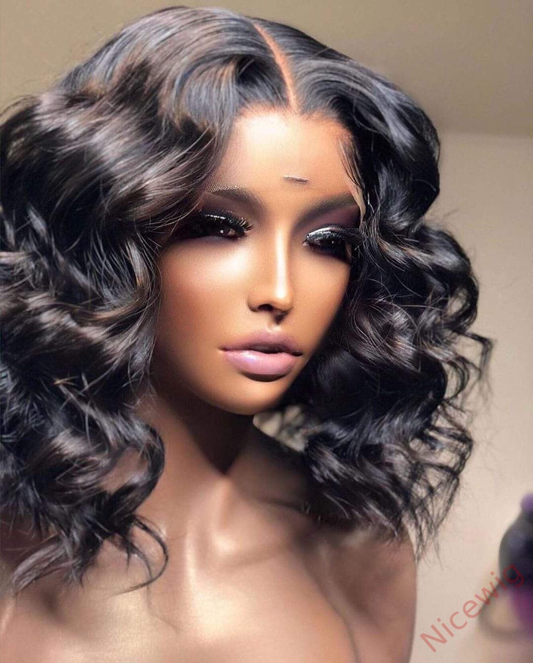 Short Bob Deep Wave Black Wig For Women