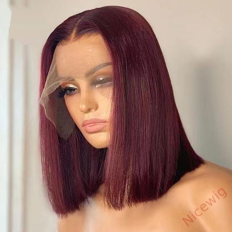 Wine Red Brazilian Straight Hair BOB Wigs Lady Wig
