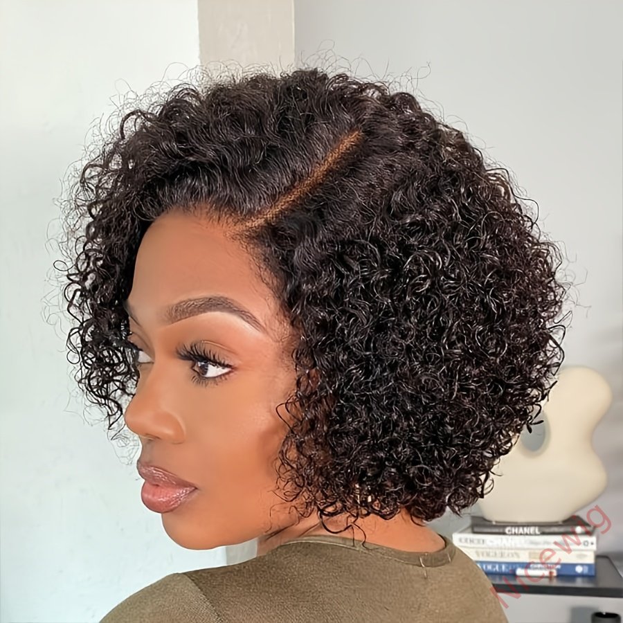 Curly Hair Cut Water Wave Natural Black Wig