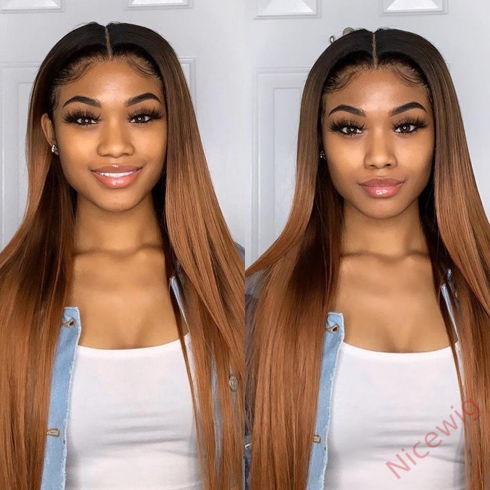 Black Light Brown Wig Straight Hair Wig