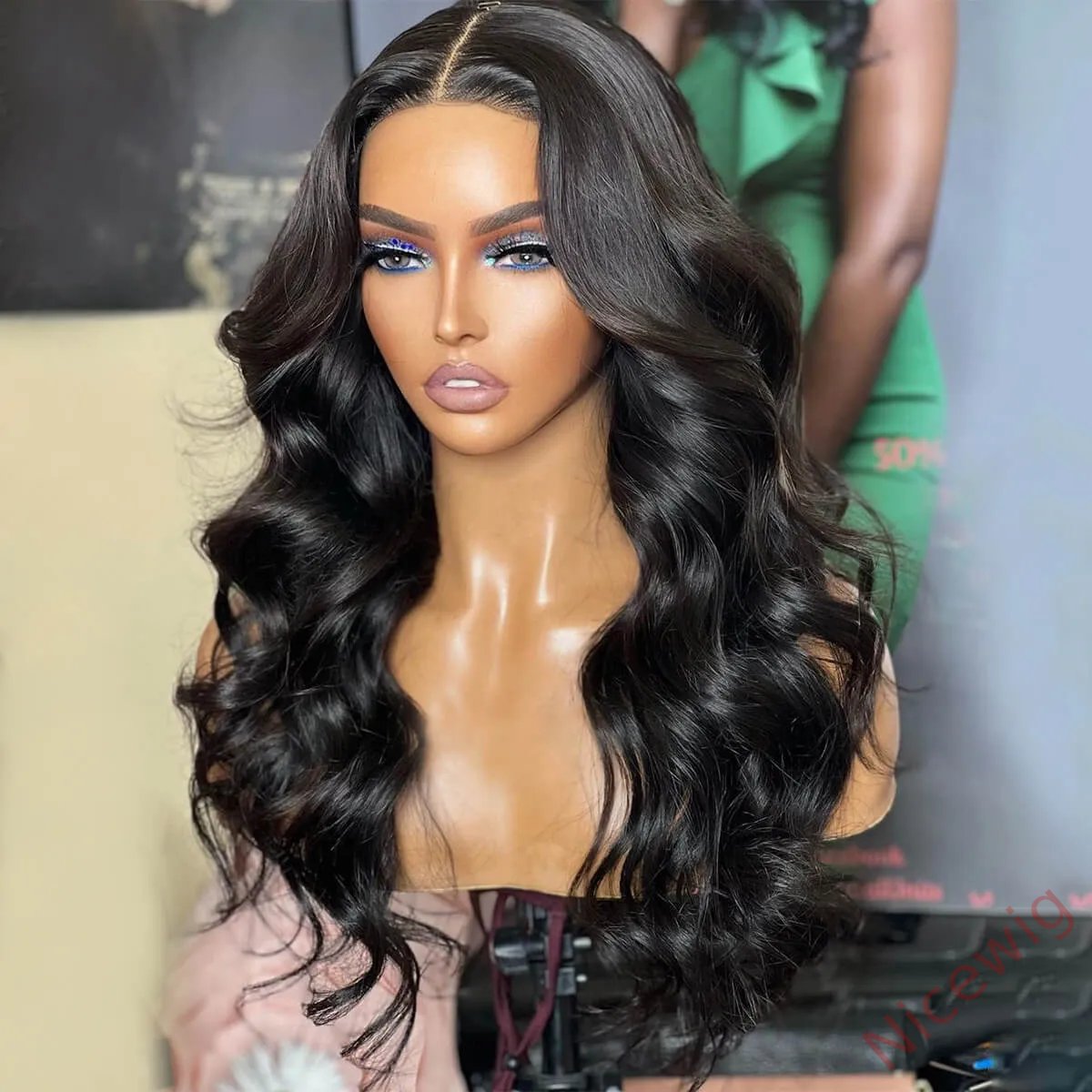 New Glueless Nature Black Beautiful Loose Wave Long Wig