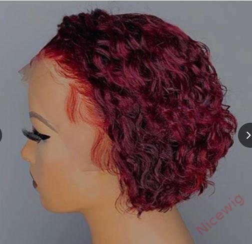 Wine Red 6 Inch Short Wig Bob Curly Hair