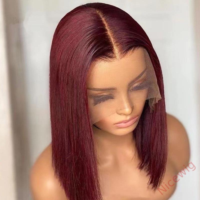 Wine Red Brazilian Straight Hair BOB Wigs Lady Wig