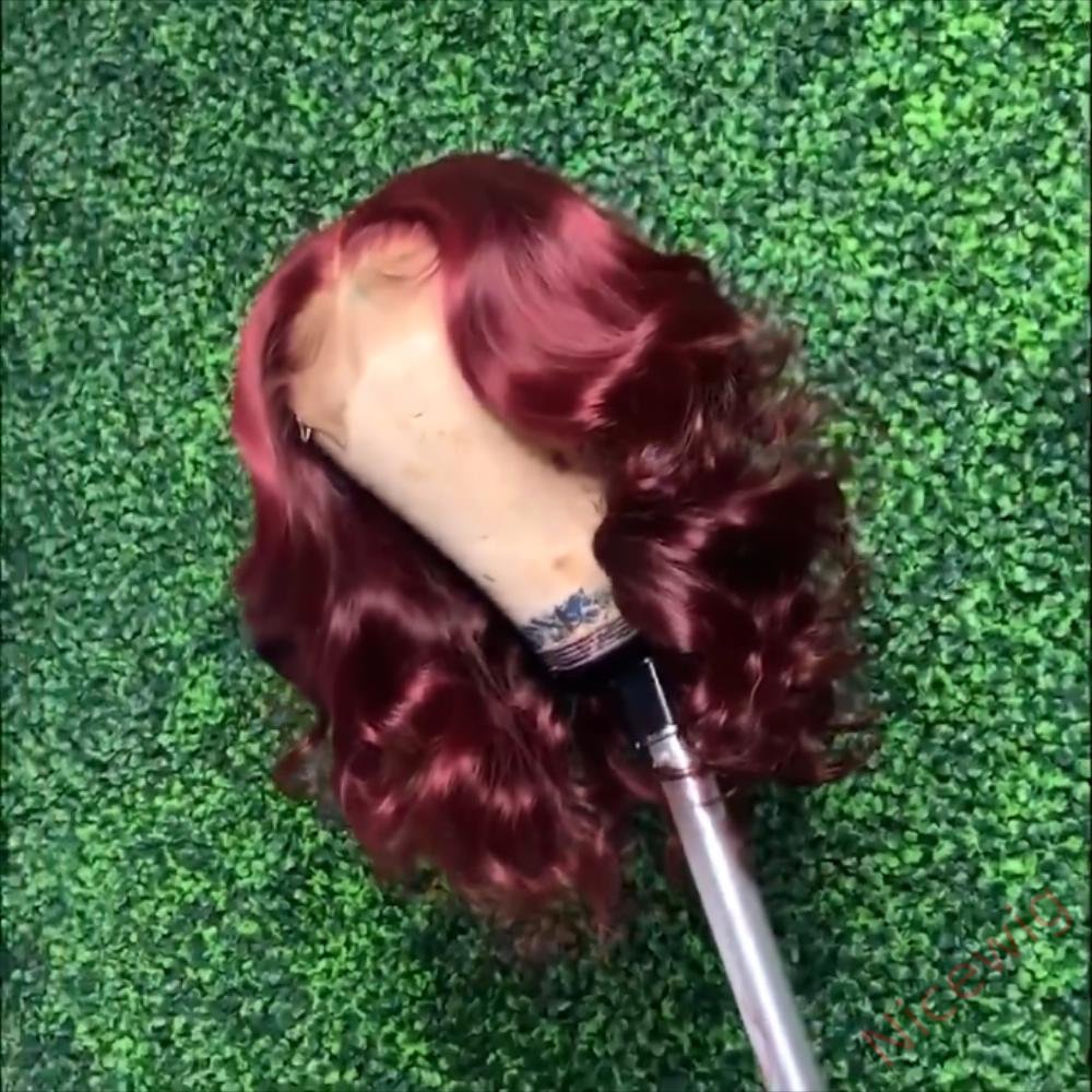 Wine Red Short Bob Body Wave Wig For Women