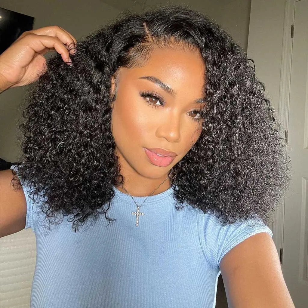 Hot Sale Glueless Brazilian Natural Black Curly Bob Wig