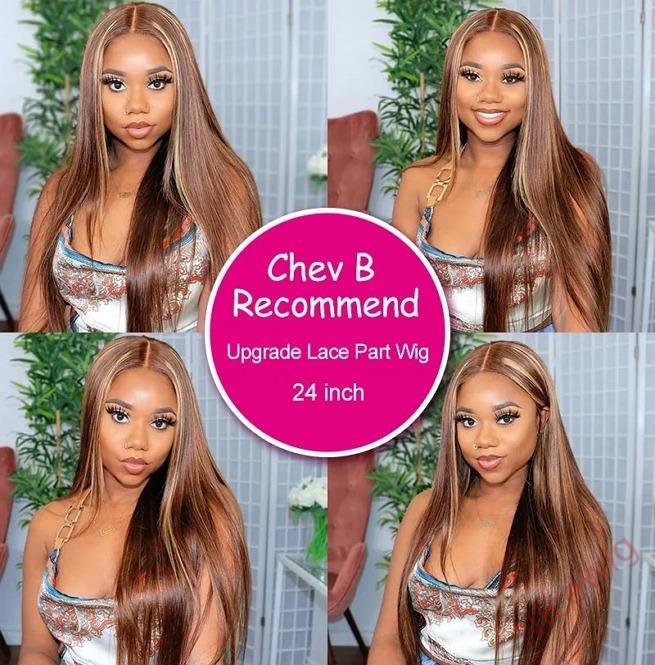 Hightlight Brown Mixed Blonde Long Wig Straight Wig