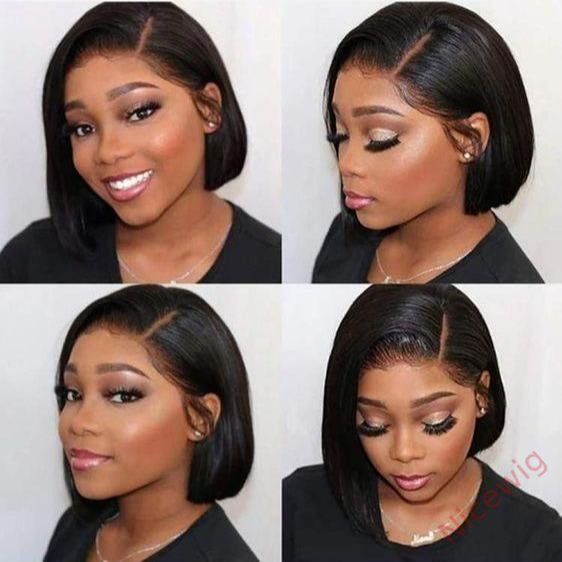 Brazilian Black Straight Hair Short BOB Wigs Lady Wig
