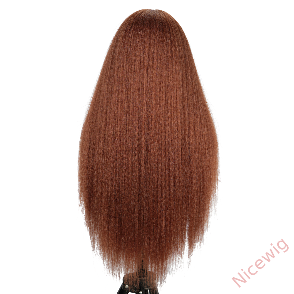 Glueless Brown Kinky straight 200% density brazilian wigs
