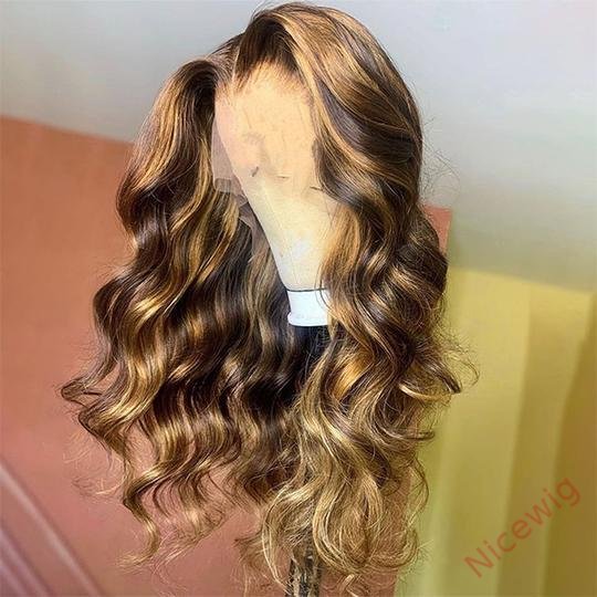 Hightlight Brown Mixed Blonde Body Wave Wig