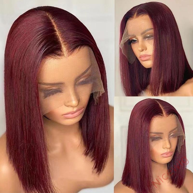 Wine Red Brazilian Straight Hair BOB Wigs Lady Wig
