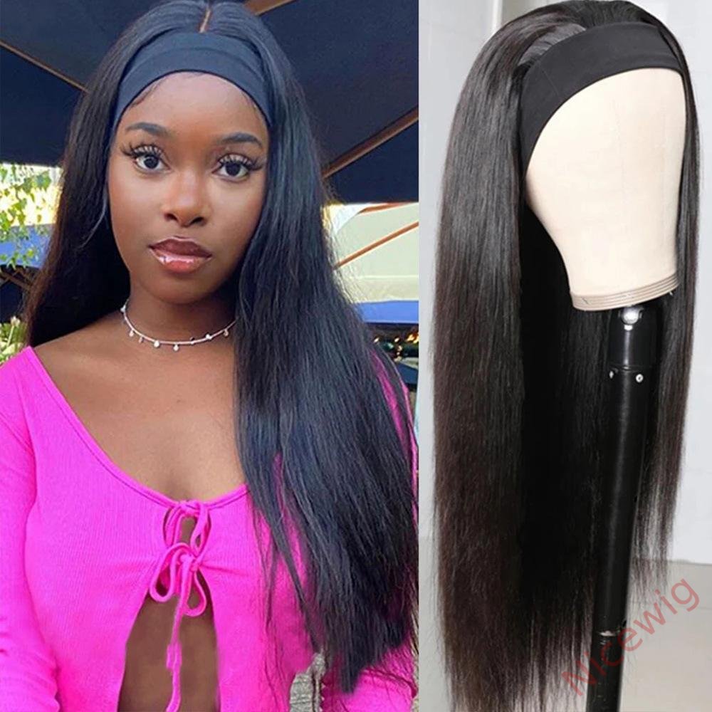 Black Long Straight Hair Headband Wig