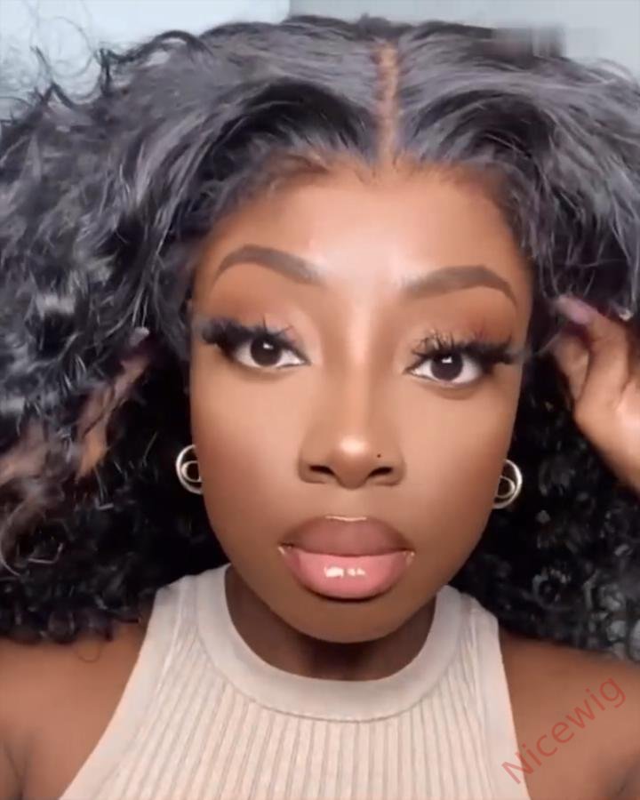Glueless Brazilian Natural Black Curly Bob Wig