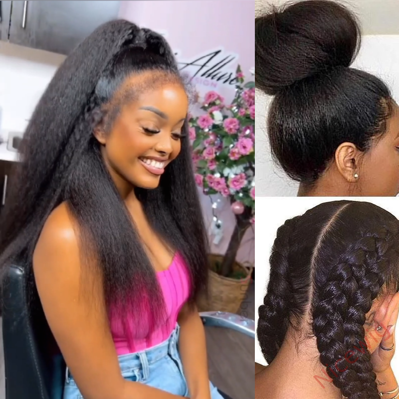 Glueless 200% density Yaki Brazilian Straight Wig