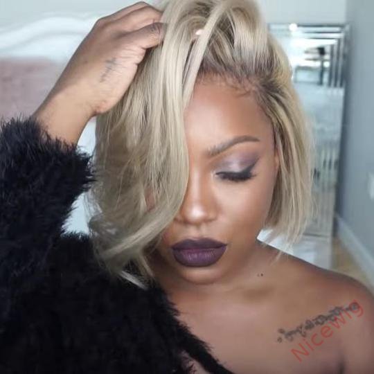 Blonde Brazilian Short Straight Hair BOB Wigs Lady Wig