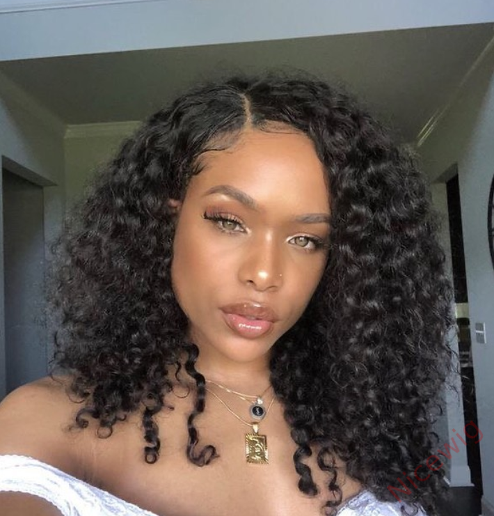 Centre Parting Curly Wig Short Bob Hair