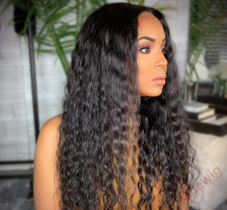 Black Brazilian Water Wave Long Curly Wigs