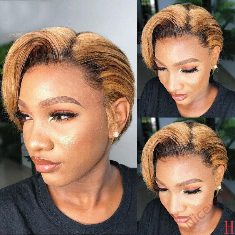 Best Design Gold Short Layered Pixed Cut Straight Wig