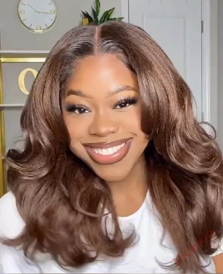 New Glueless Brown Bob Body Wave Wig For Women