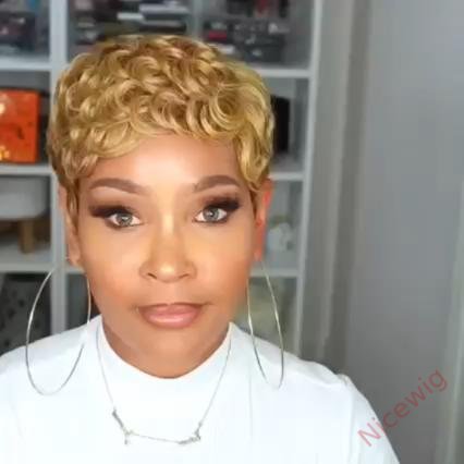 Short Wavy Curly Heat-Friendly Pixed Cut Wig