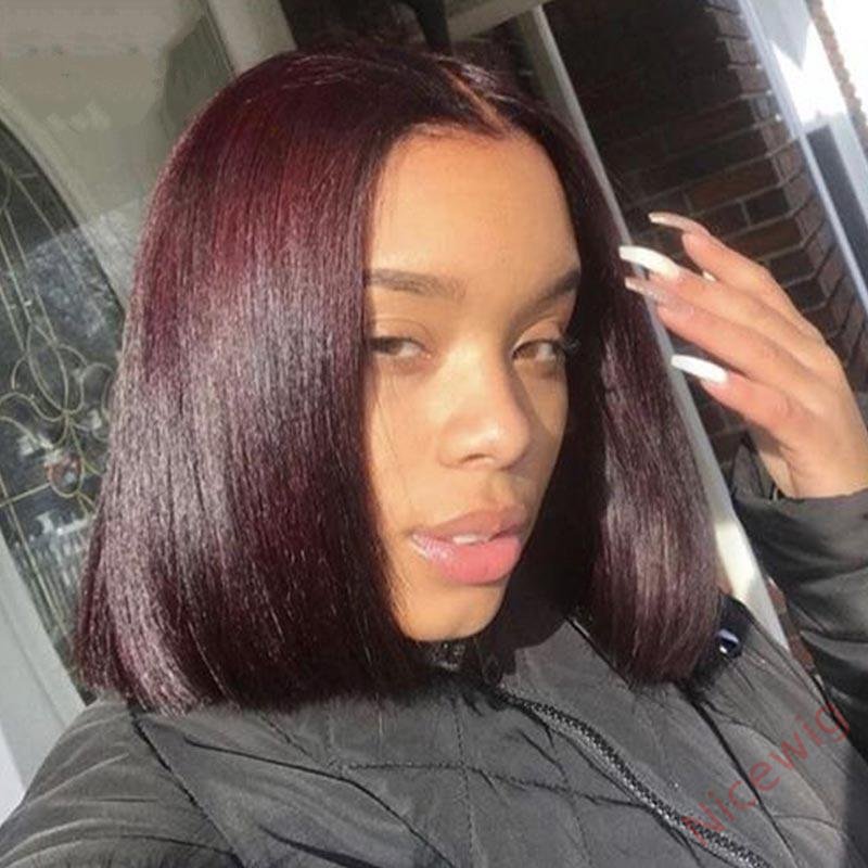 Wine Red Brazilian Straight Hair BOB Wigs Lady Wig