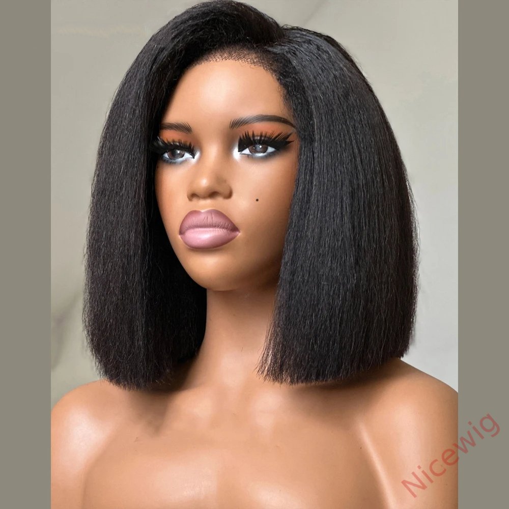 Glueless Lovely Black Gradient Light Brown Natrual Bob Styles Silky Yaki Hair Wig