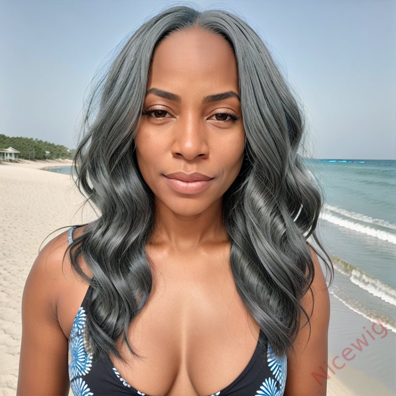 Glueless Salt & Pepper Natural Wavy Wig