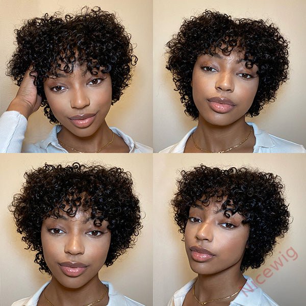 Lovely Glueless Short Afro Kinky Curly Wigs for Black Women