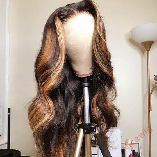Hightlight Brown Mixed Blonde Body Wave Wig