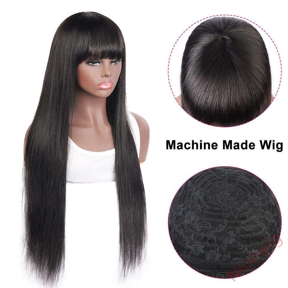 Black Long Straight Wig With Bang