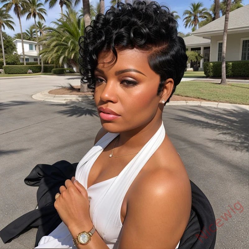 Best Design Africa Spiral Kinky Hair Short Curly Wig