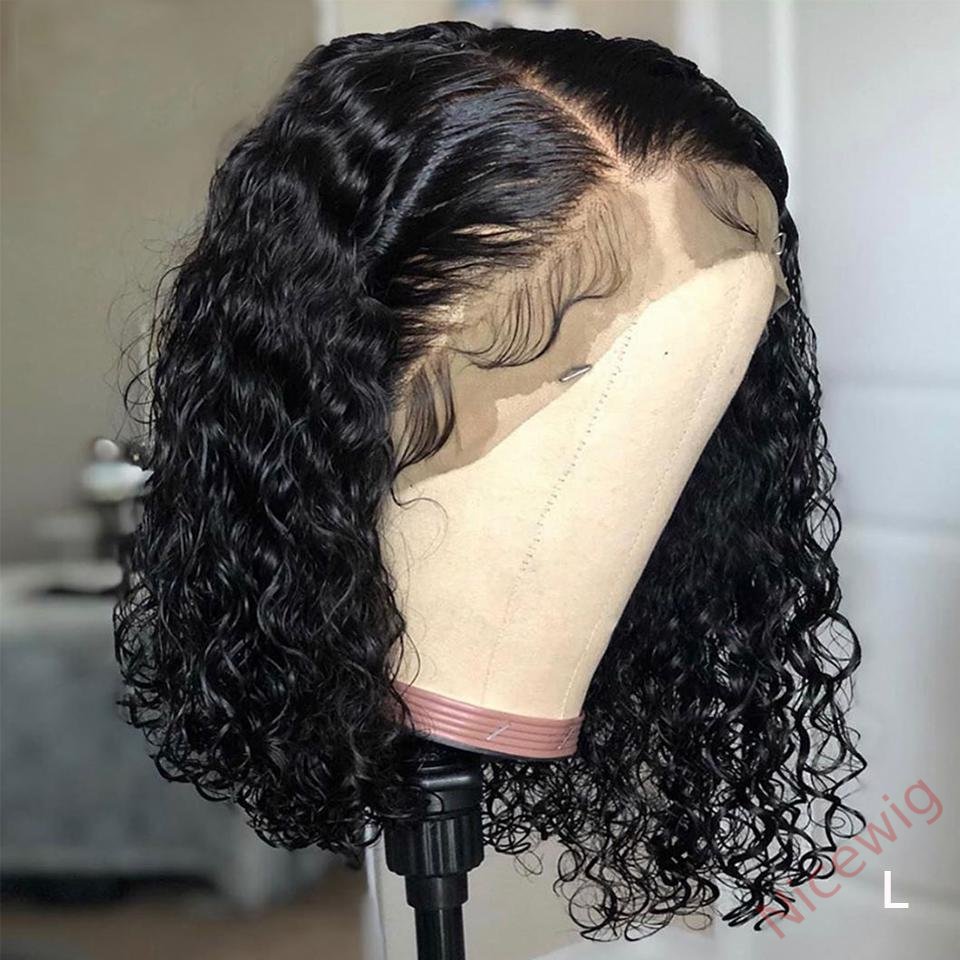 Black Short Bob Wig Brazil Water Wave Hair Curly Wig
