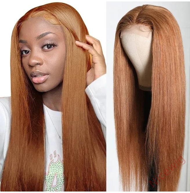 Hightlight Brown Centre Parting Wig Long Straight Wig