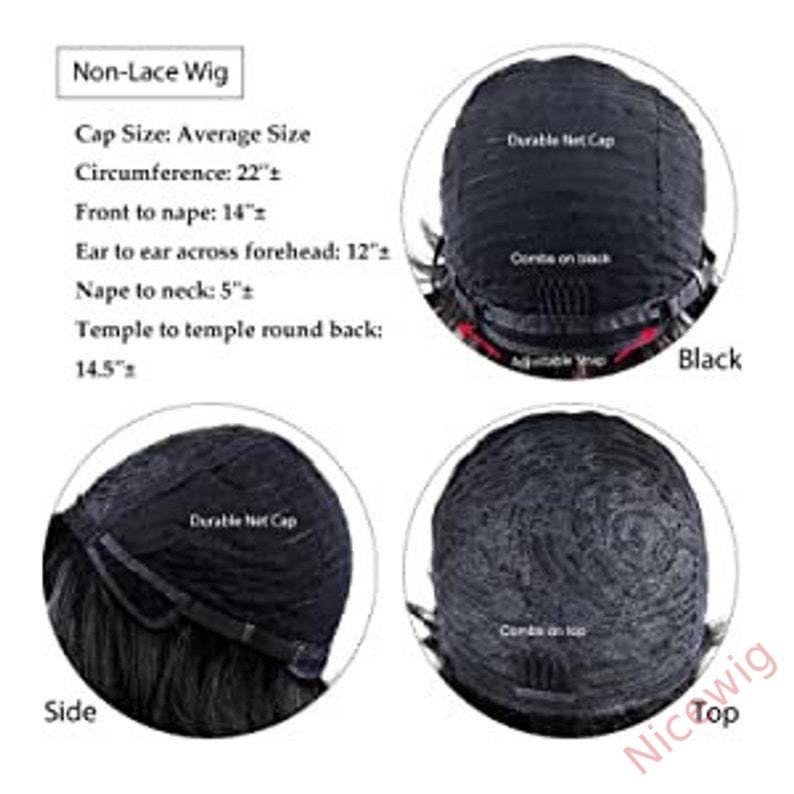 Black Gold Short Straight Bob Pixie Cut Hair Wig