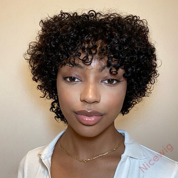 Lovely Glueless Short Afro Kinky Curly Wigs for Black Women