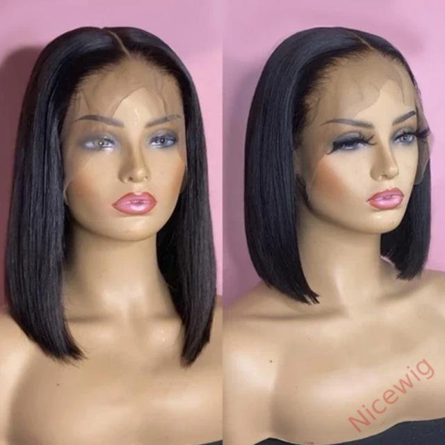 Black Brazilian Straight Hair Short BOB Wigs Lady Wig