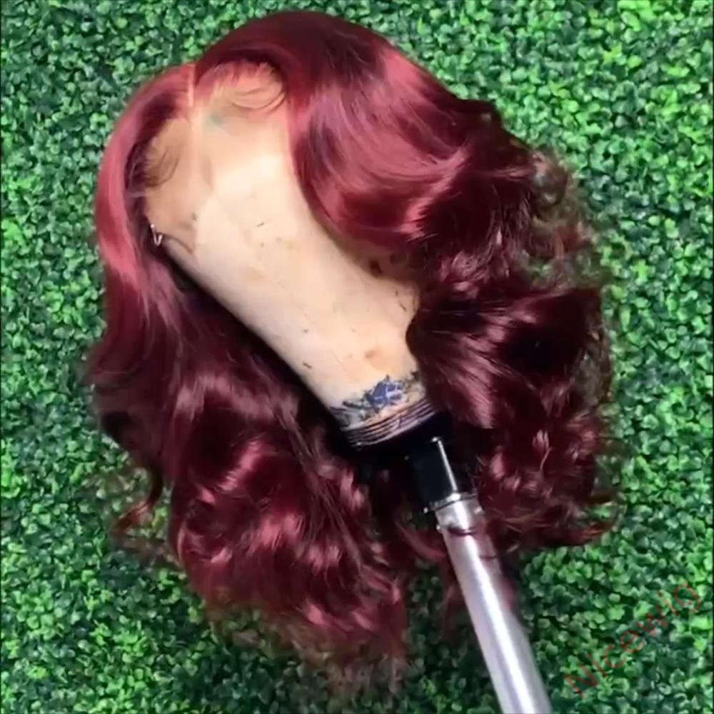 Wine Red Short Bob Body Wave Wig For Women