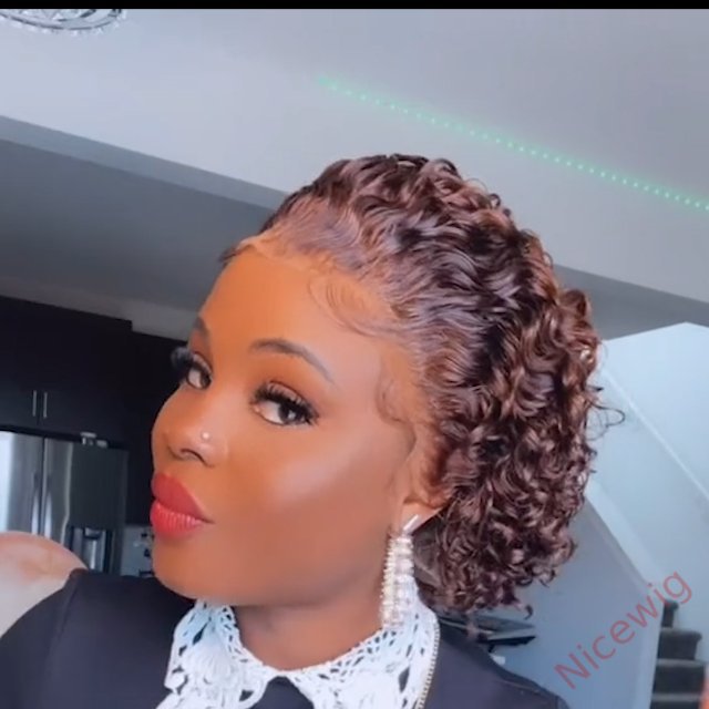 Glueless Dark Brown 6 Inch Short Wig Bob Curly Hair