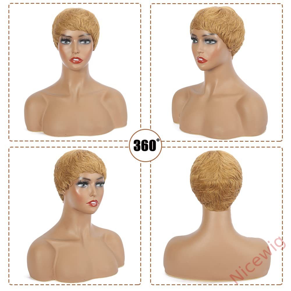 Glueless Blonde Short Straight Pixe Cut Wig