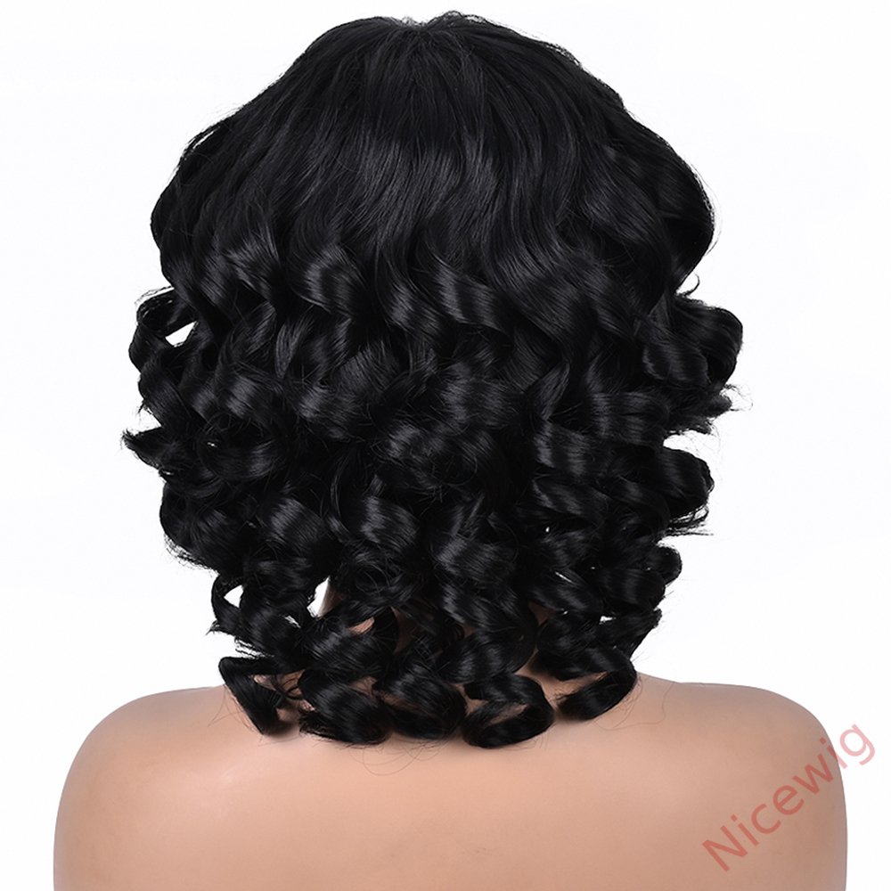 Kinky Curly Wigs With Bangs Fluffy African Ombre Glueless Wigs